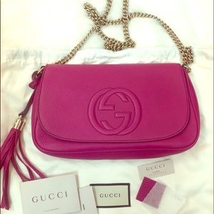 NWT Gucci soho medium pink flap crossbody